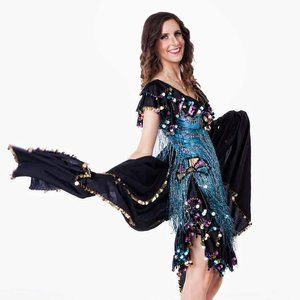 Madame Abla Bellydance Petite Costume Dress for Meleya Leff / Eskanderani Sz XXS